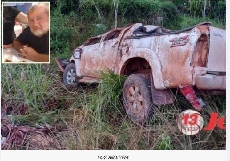 Empresário morre e três ficam feridos após Hilux capotar