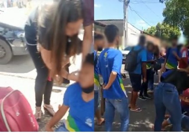 Ar-condicionado pega fogo em escola e causa tumulto em MT