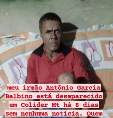 Aposentado ‘Galo Cego’ em Colíder está desaparecido há mais de 11 dias.