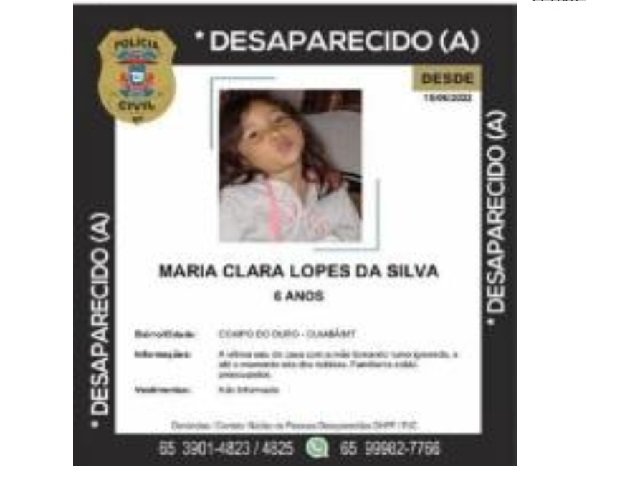 Criança de cinco anos saiu com a mãe e despareceu há uma semana