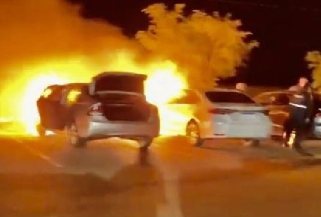 Carros estacionados pegam fogo dentro do aeroporto de Sinop