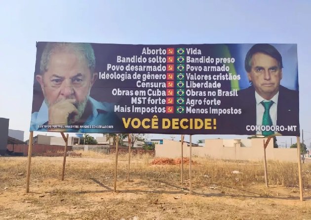 Justiça determina retirada de outdoor contra Lula em Comodoro