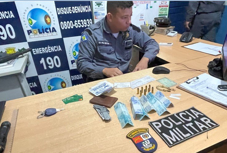 PM de Colíder prende homem em flagrante com droga e munições. (Vídeo)