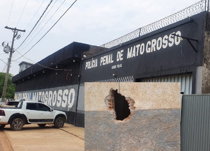 Oito presos cavam buraco na parede e fogem da cadeia pública de MT