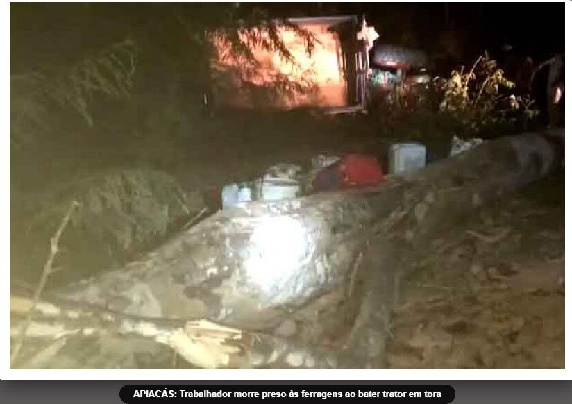 APIACÁS: Trabalhador morre preso às ferragens ao bater trator em tora