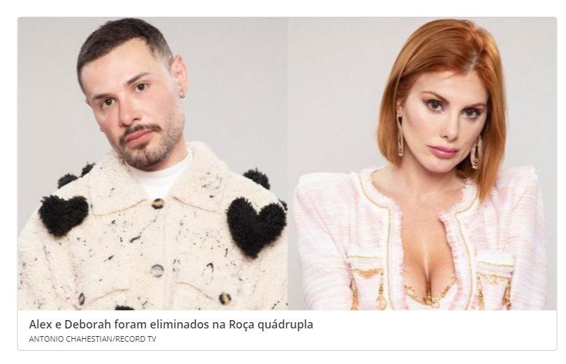 Alex Gallete e Deborah Albuquerque são eliminados na oitava Roça de A Fazenda 14