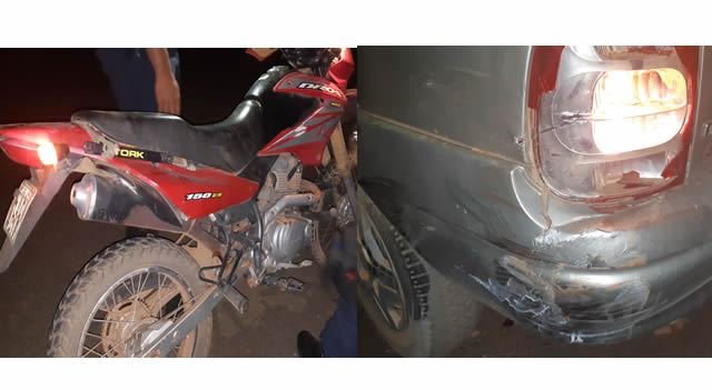 Motociclista em Colíder choca-se na traseira de carro estacionado. (Vídeo)