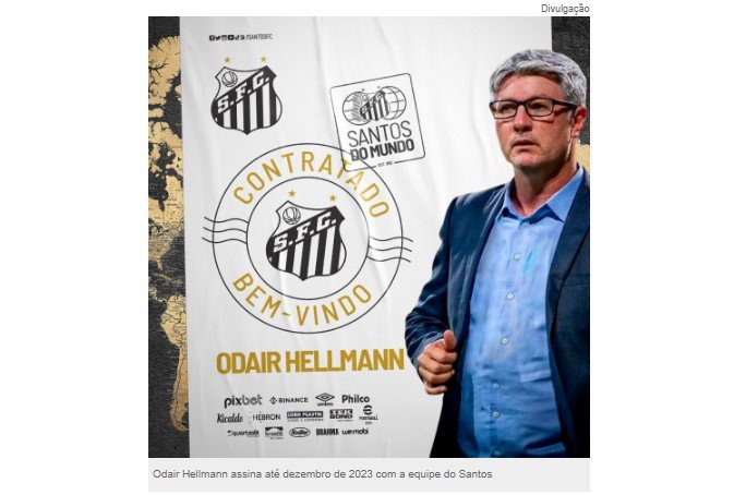 Santos anuncia Odair Hellmann como novo técnico para 2023