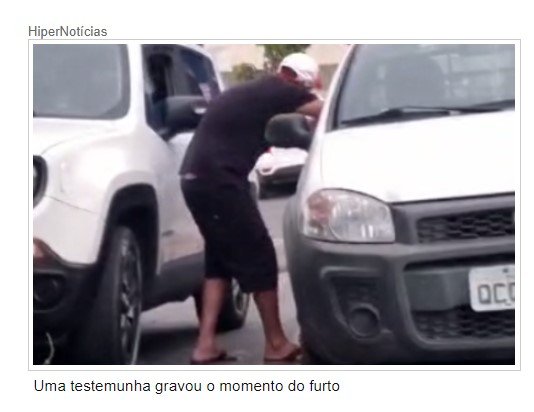 Vídeo mostra 2 homens furtando objeto de carro perto de hospital