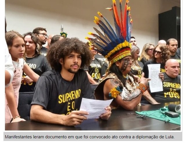 Cacique mato-grossense convoca protesto contra diplomação de Lula para este sábado