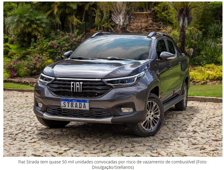 Fiat faz recall de Strada, Pulse e mais 4 modelos por risco de vazamento de combustível