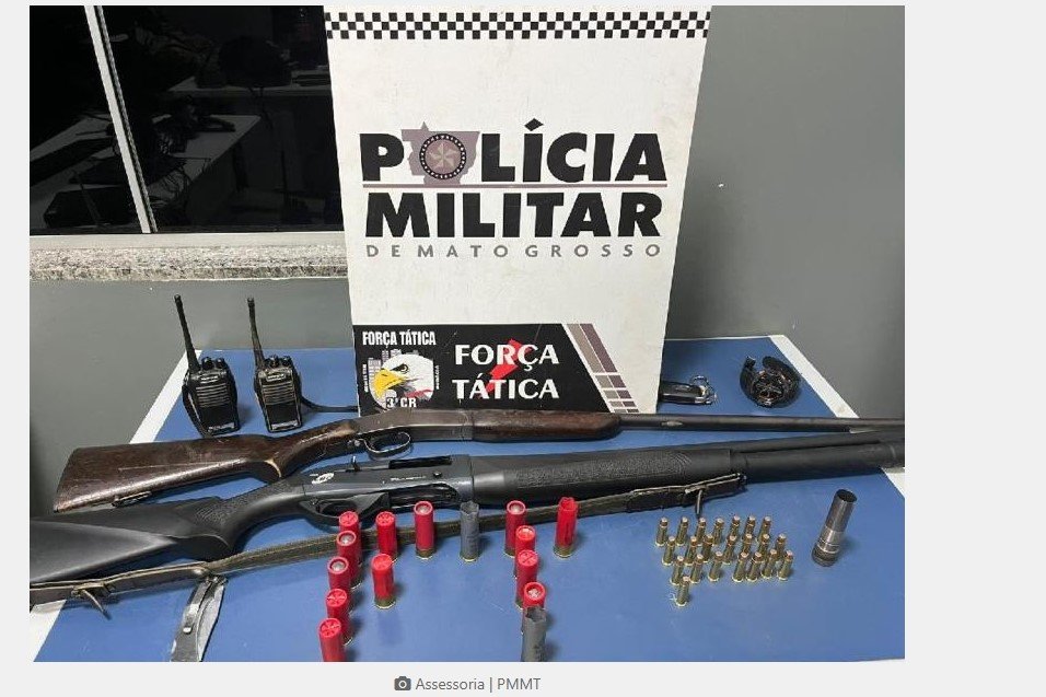 Força Tática prende três pessoas e apreende espingardas após roubo em fazenda de Sinop