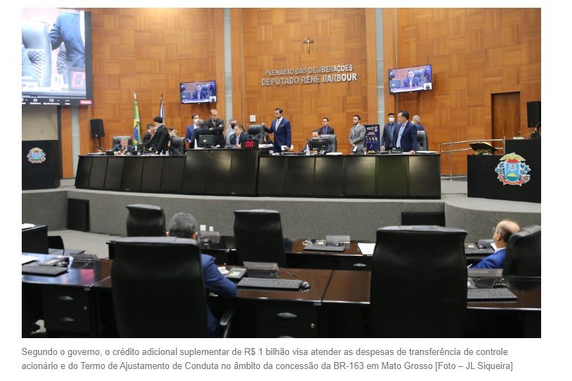AL aprova projeto do Governo que pede adicional de R$ 1 bilhão para MT Par assumir a BR-163