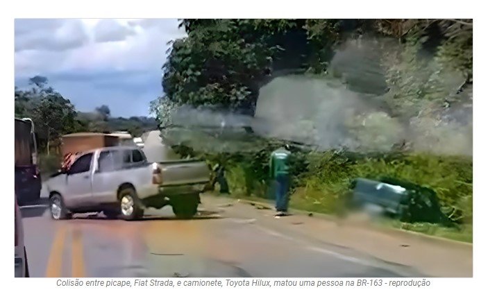 Motorista morre em colisão entre camionete e picape na BR-163 em Sinop