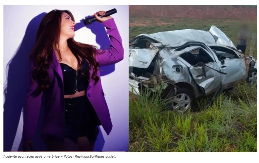 Cantora sertaneja e cunhado morrem em acidente de carro após briga de trânsito