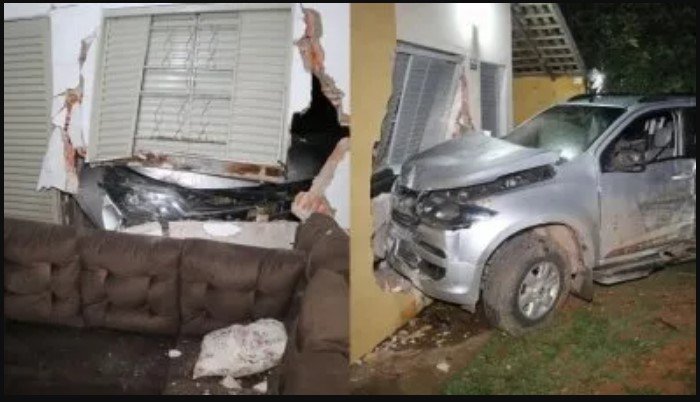Motorista invade casa com S10 e deixa rastro de destruição