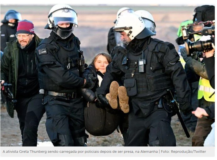Greta Thunberg é presa durante protesto