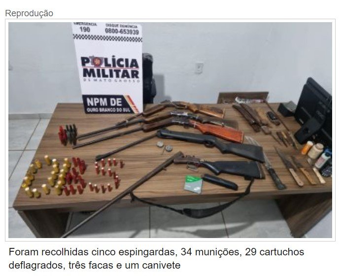 Trio é preso com munições e diversas armas em município de MT