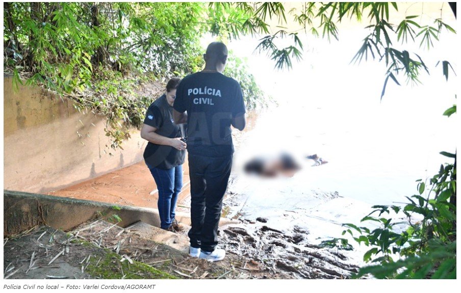 Corpo com pés amarrados, camisa na cabeça e corda enrolada no pescoço é encontrado boiando em rio no interior de MT.
