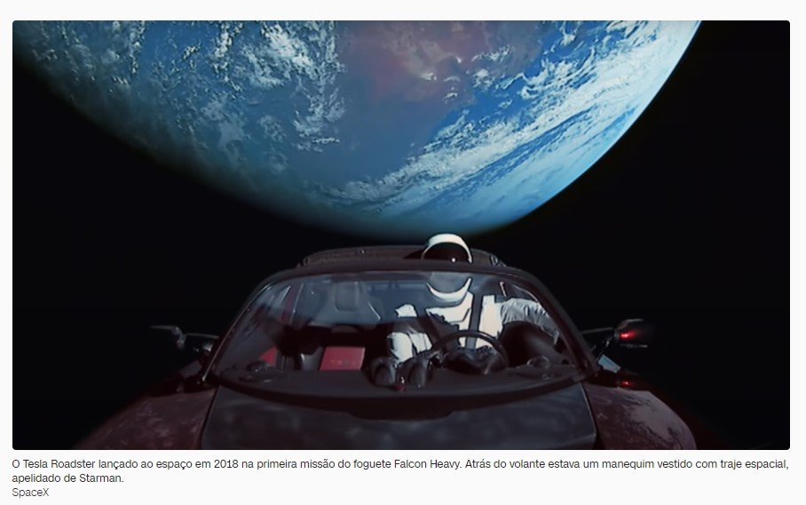 SpaceX lançou um carro da Tesla no espaço cinco anos atrás; onde ele está agora?