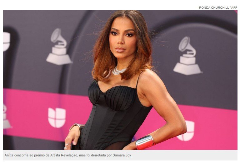 Brasileiros criticam publicação do Grammy com foto de Anitta: ‘Chega a ser piada’