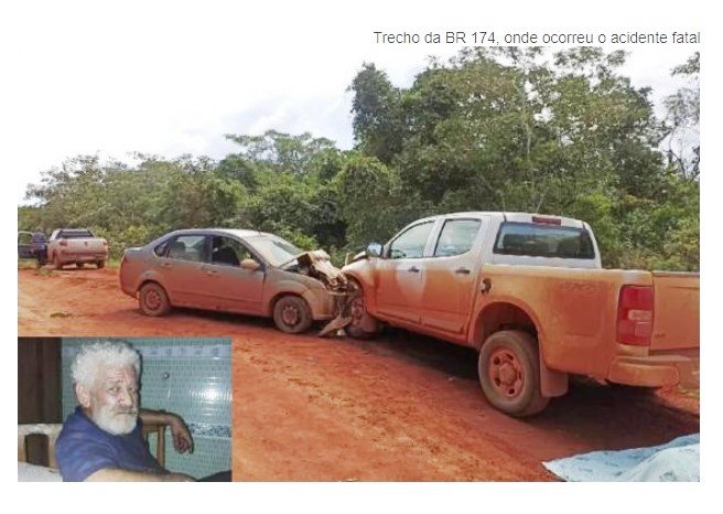 Idoso morre em colisão frontal na BR 174, entre Juína e Vilhena
