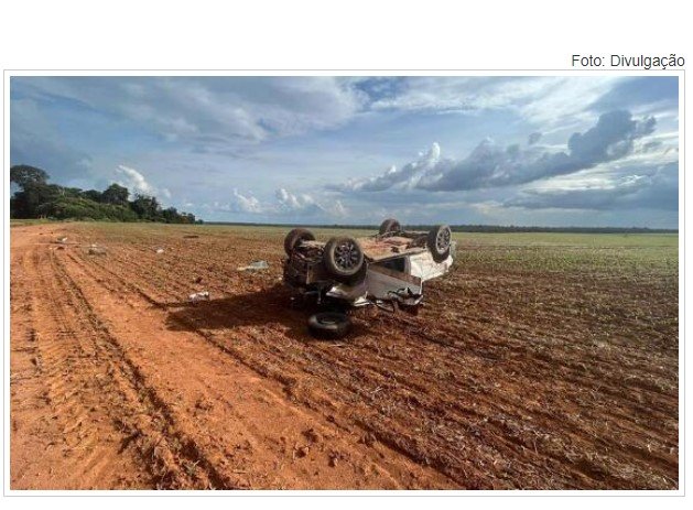 Capotamento de veículo deixa casal ferido na MT-225 em Feliz Natal/MT