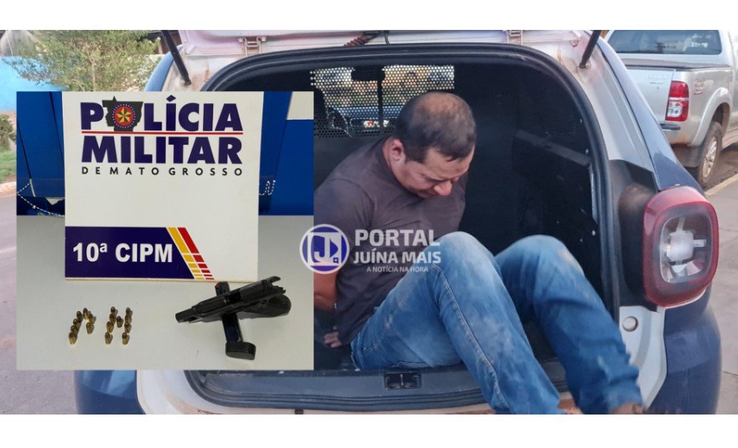 Homem é preso pela Polícia Militar após exibir pistola carregada dentro de mercearia em garimpo de Aripuanã