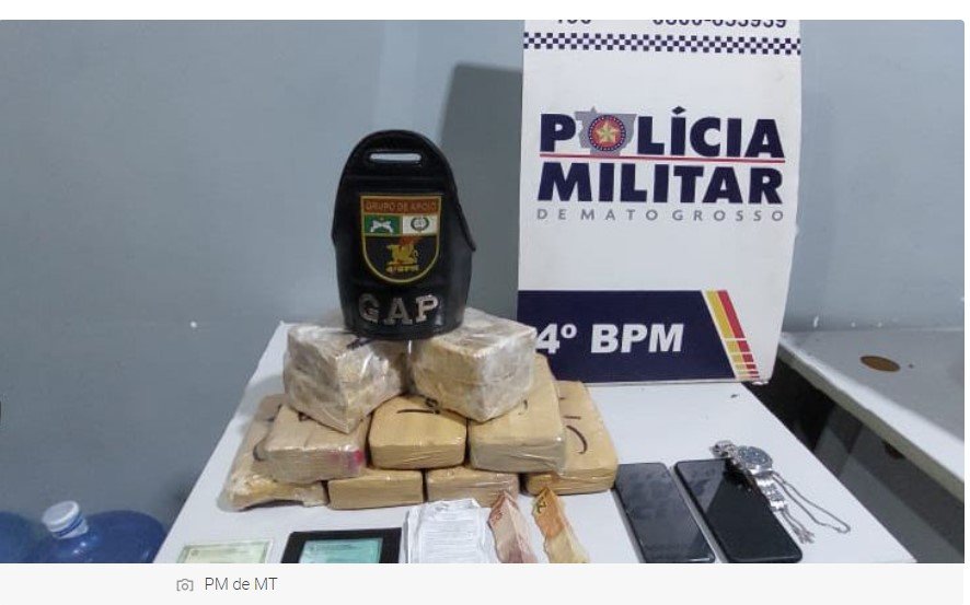 PM prende casal com nove tabletes de pasta base de cocaína em cidade do interior de MT