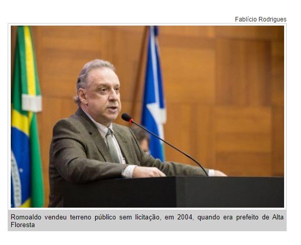Romoaldo é condenado por vender terreno público ilegalmente