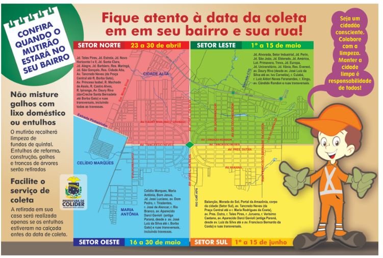 Prefeitura de Colíder realiza de 23 de abril a 15 de junho o 3º Mutirão Cidade Limpa
