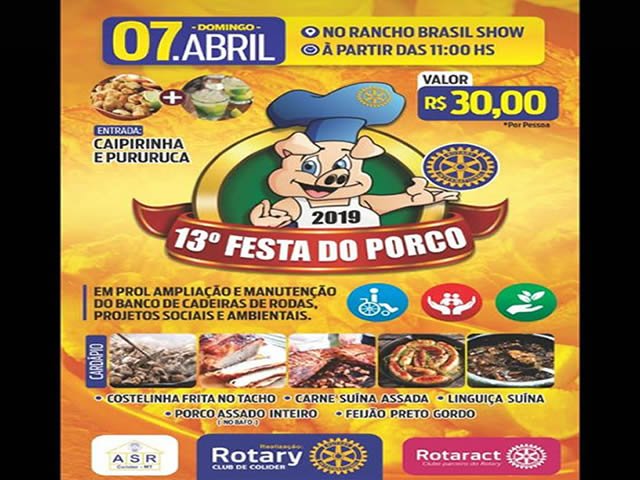 Vem ai a 13ª Festa do Porco do Rotary de Colíder. (Vídeo)