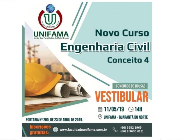 UNIFAMA: Engenharia Civil é o mais novo curso da Faculdade Unifama