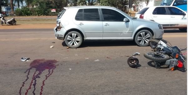Acidente de trânsito na BR-163 deixa motociclista em estado grave