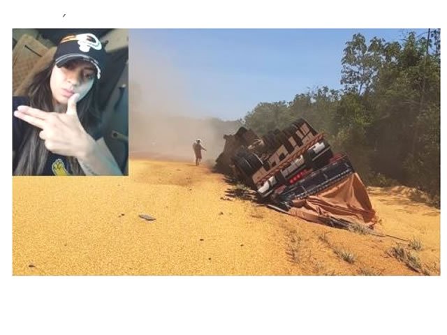 Mulher morre após carretar tombar na MT-140