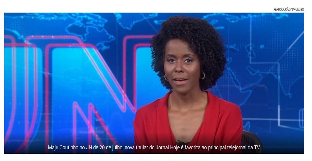 Globo prepara Maju Coutinho para substituir Renata Vasconcellos no JN