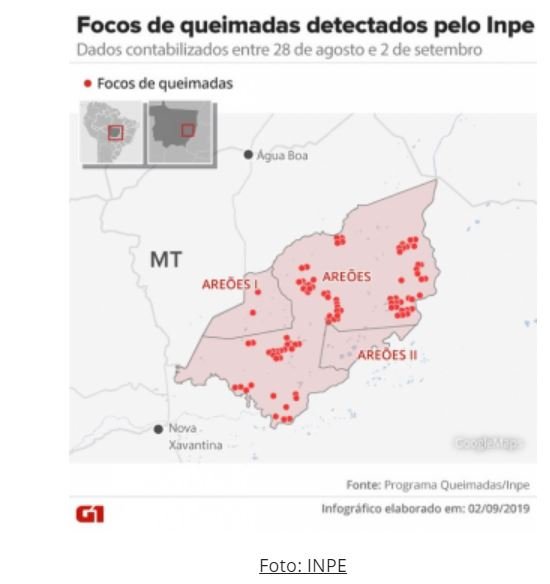 Território indígena Areões tem pico de queimadas mesmo depois de ação do Ibama e da PF contra fogo