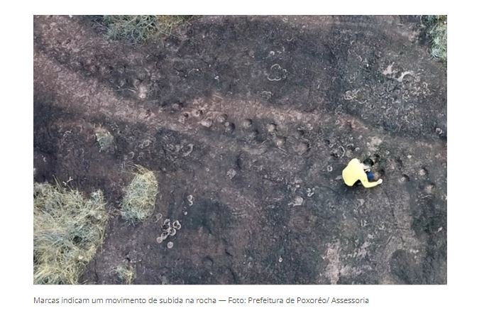 Pegadas que podem ser de animal pré-histórico são identificadas em Poxoréo (MT)