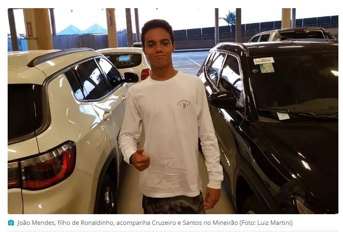 Filho de Ronaldinho Gaúcho é aprovado para treinar na base do Cruzeiro
