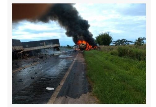 Carreta pega fogo e uma pessoa morre em acidente na BR 163