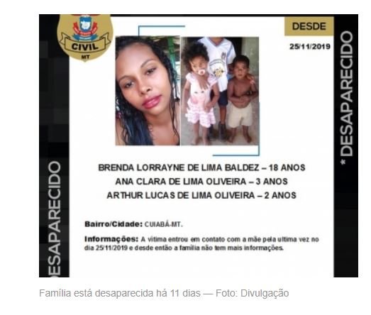 Família está desaparecida há mais de 10 dias após mulher ligar para mãe pedindo socorro em Cuiabá