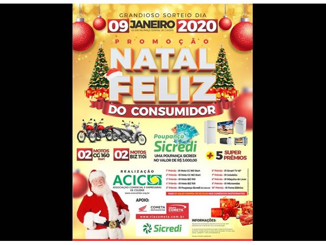 Sorteado nesta noite os ganhadores da Promoção Natal Feliz da ACIC, confira os ganhadores.