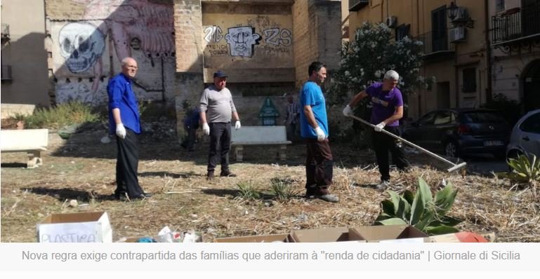 Na Itália, dependente do Bolsa Família deve trabalhar para cidade