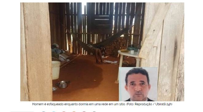Homem é esfaqueado enquanto dormia em uma rede em um sítio