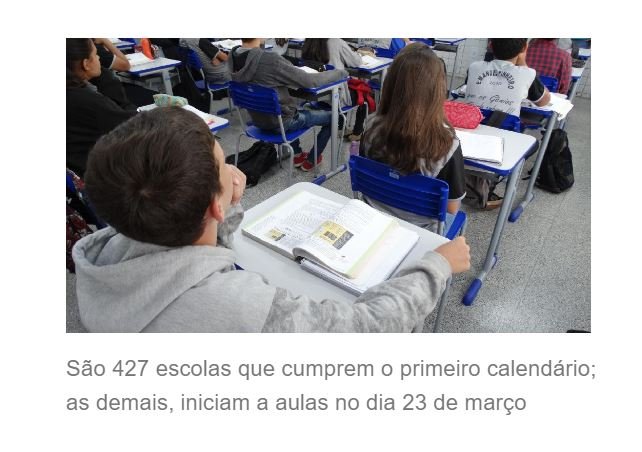 Aulas nas escolas da rede estadual começam na segunda-feira
