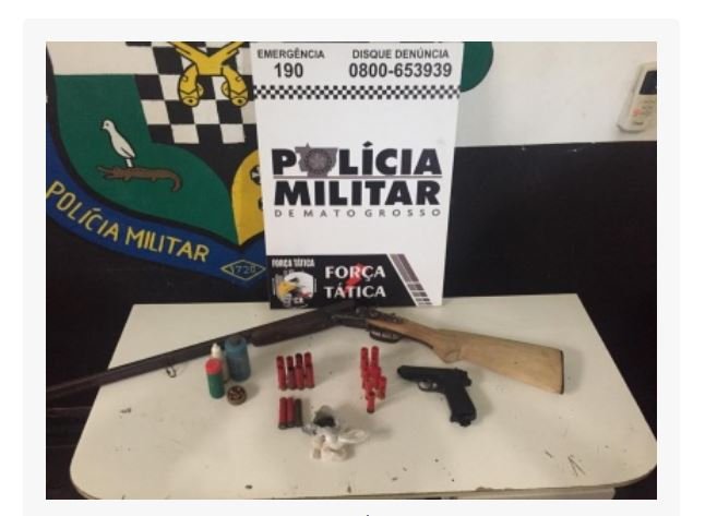 PM encontra armas e munições em residência no Centro de Sinop; Suspeito é detido
