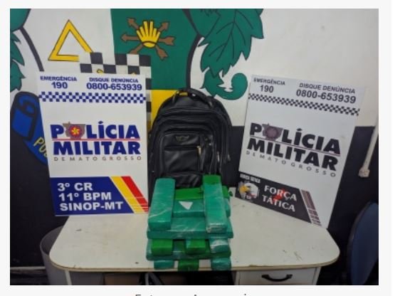 Polícia Militar apreende 10 quilos de maconha em ônibus, na Br 163, em Sinop