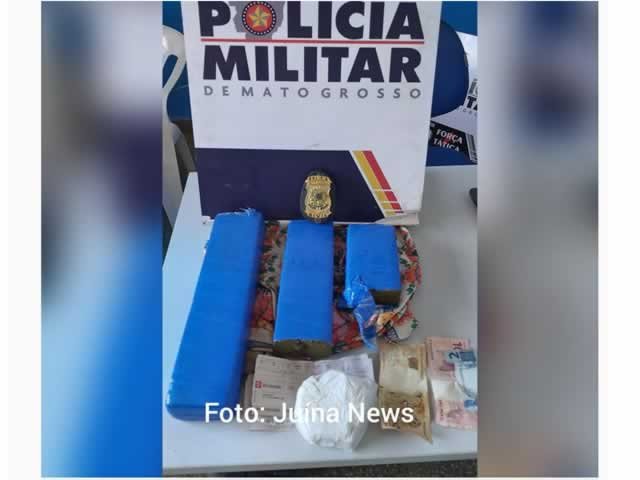 PM e PC prendem mulher com 3 kg de droga na rodoviária de Juína