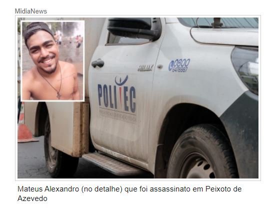 Jovem é assassinado a tiros em frente a casa noturna em Peixoto