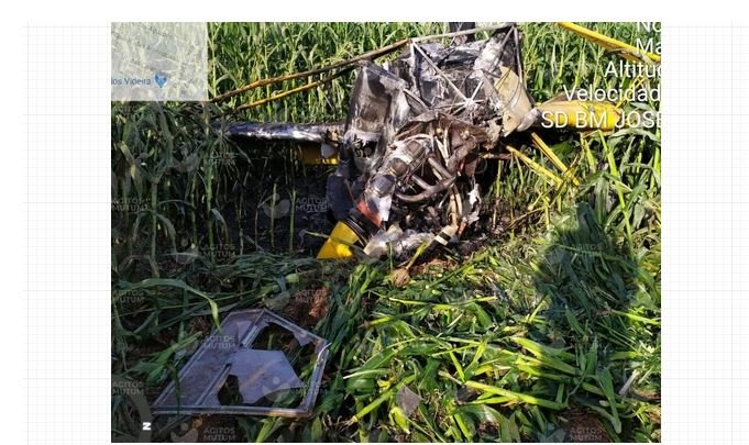 Avião de pequeno porte se choca com linhão de alta tensão e cai no meio de lavoura em Nova Mutum/MT. (Fotos)